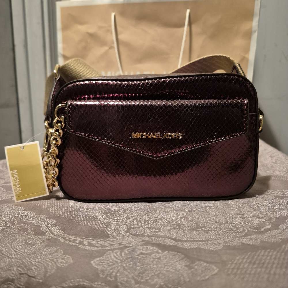 Michael Kors 2in1 Metallic Brown Camera Crossbody Bag
